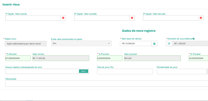 Controle de Contingência com Atualização Monetária
